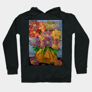 Some abstract flowers with some gold metallic paint mixed in to make a cool effect . Hoodie